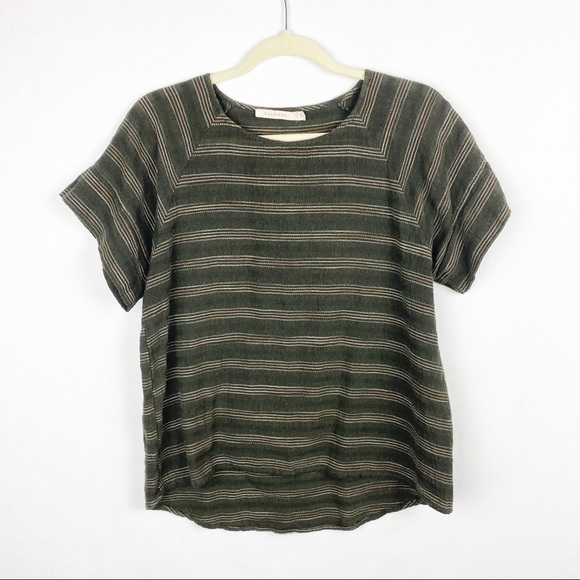 Ellison Striped Linen Blend Short Sleeve Shirt - Picture 1 of 5